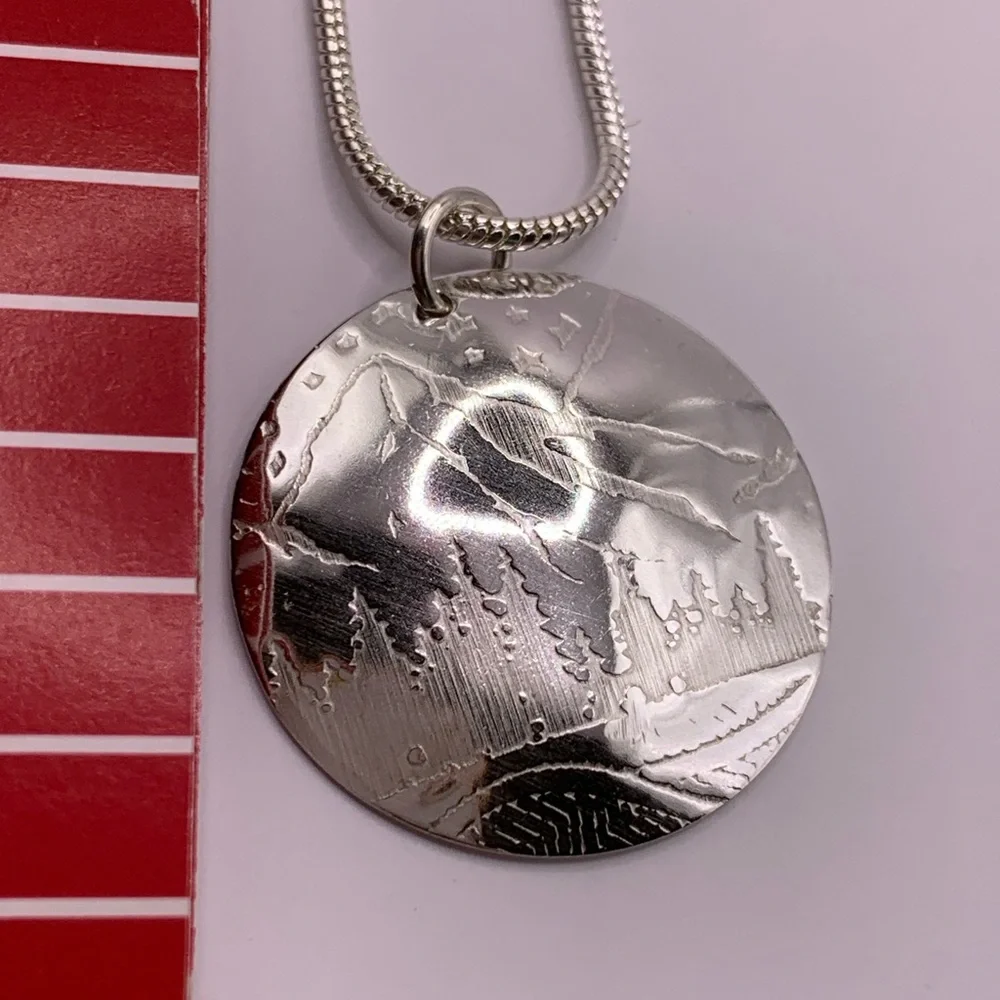 Mountain Vibes. Sterling silver artisan made pendant. One of a kind.